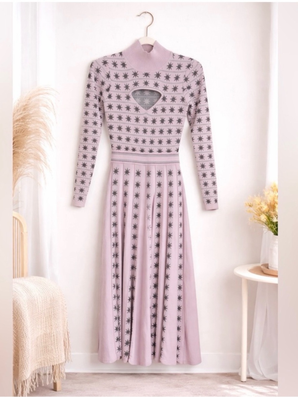 Temperley London "Night" Star Knit Cutout Midi Dress – Lilac / Size S